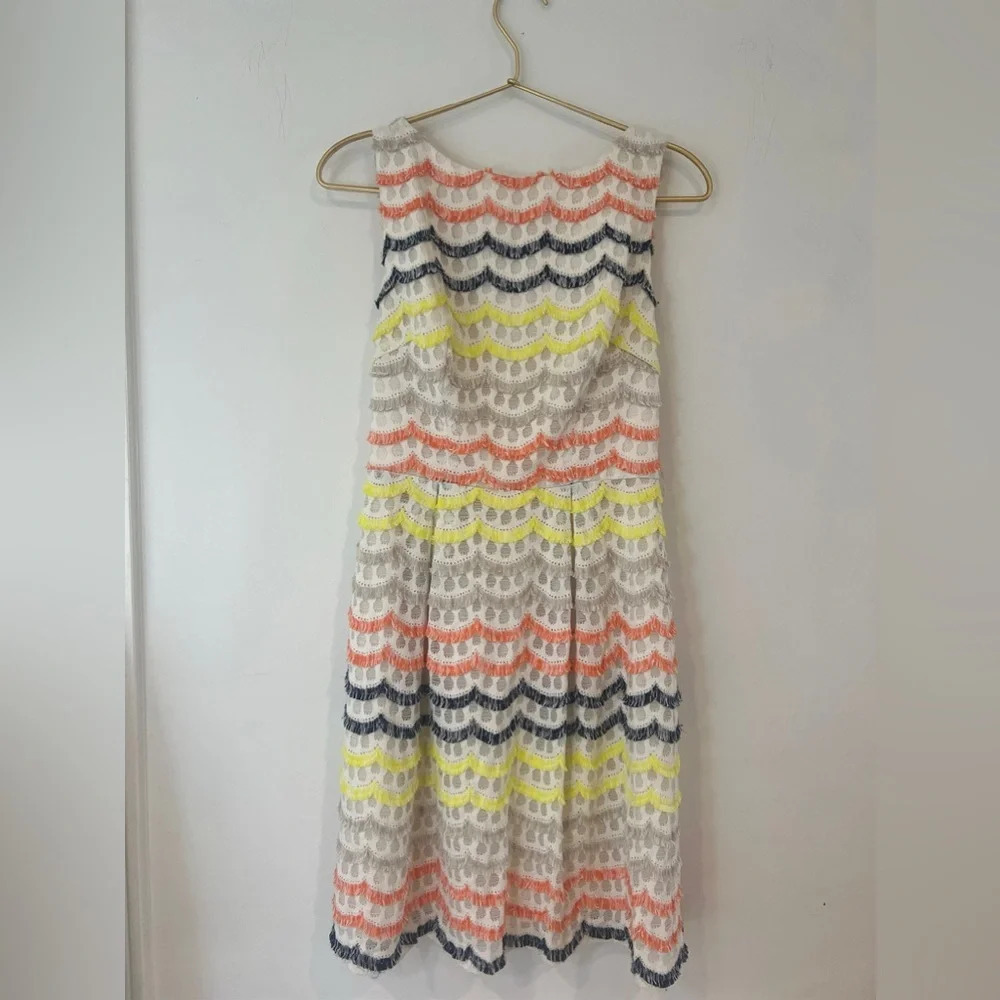Trina Turk eyelash fringe multicolor dress fit and flare a line